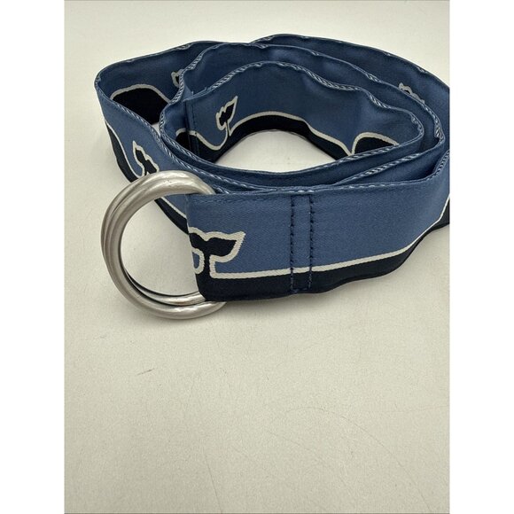 Vineyard Vines Whale Belt Sz M Fabric D Ring Style Blue White Preppy - Picture 2 of 8